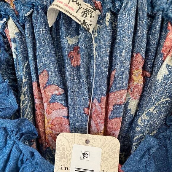 Free People Bali Wild Daisy Crisscross Back Ruffled Mini Dress NWT Size Small - Picture 5 of 8